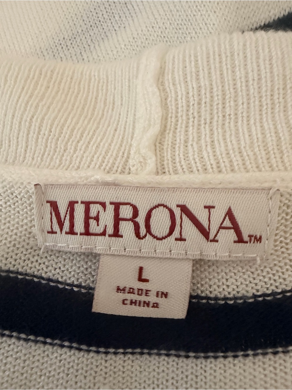 Merona Cream and Navy Striped Open Cardigan - Picture 4 of 5